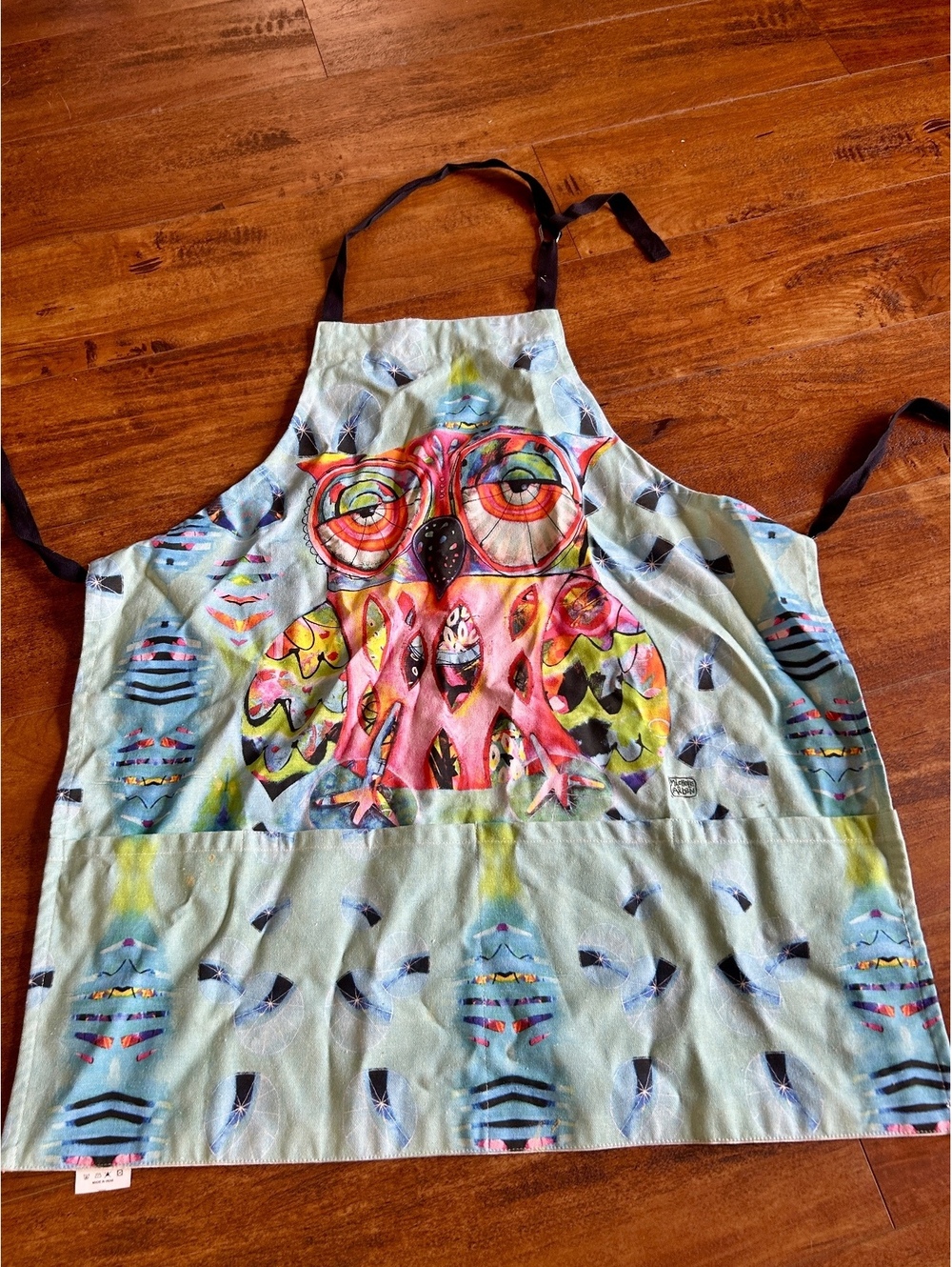 Michelle Allen Colorful Owl Print Apron with Adjustable Neck Strap